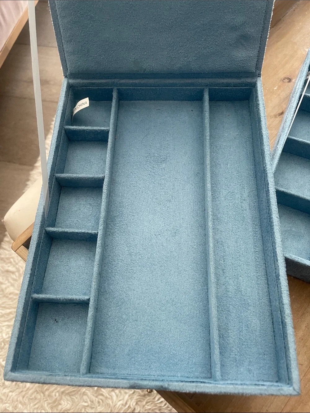 Reed & Barton Blue faux suede Jewelry Organizer Set with Multiple Trays